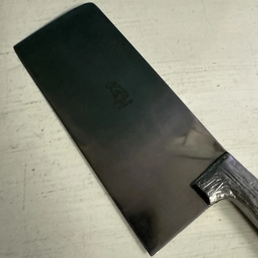 Vtg Meat Cleaver Butcher Knife Kitchen Cutlery‎ Heavy Handle A Rooster Emblem